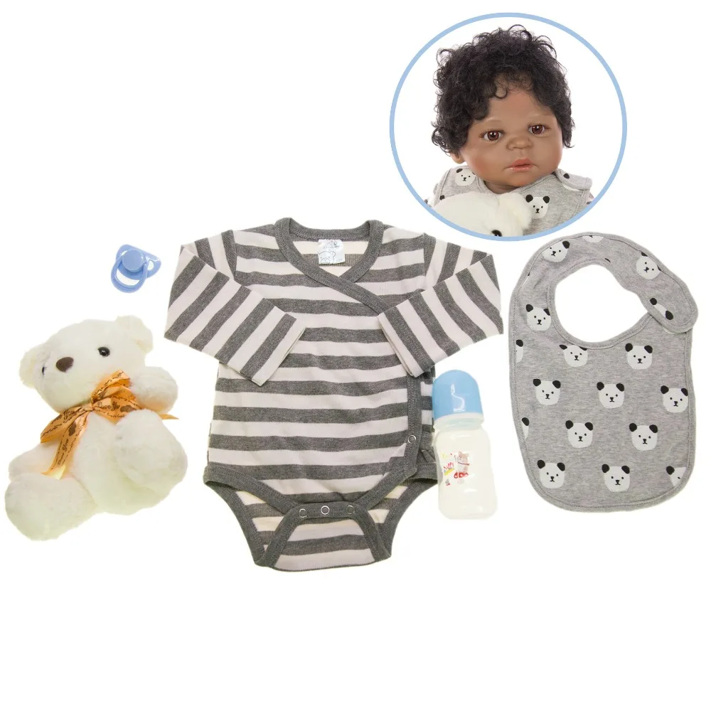 23 дюймов Bebe Reborn куклы младенец мальчик 57 см полный силиконовый винил реалистичный Новорожденный ребенок черная кожа подарок на день детей