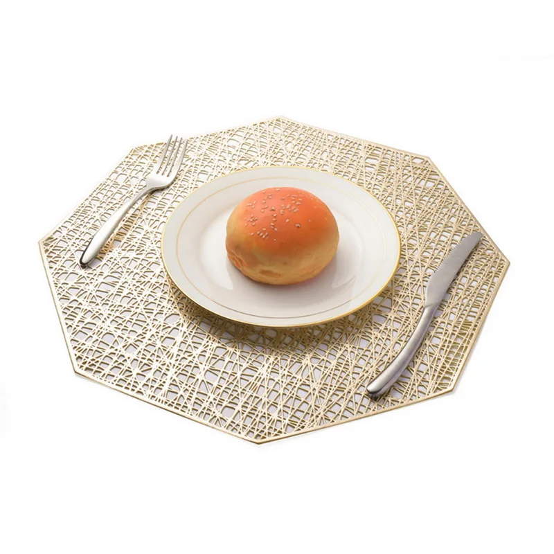 

Hoomall 1pc Octagonal Hollow Heat-insulated Pad PVC Placemat For Dinner Table Waterproof Non Slip Coffee Mat Home Decoration