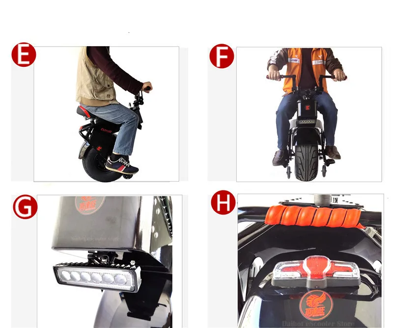 Daibot Electric Unicycle With Seat 18 Inch One Wheel Self-balancing Motorcycle Adults Electric Scooter 1000W 60V 90KM (22)