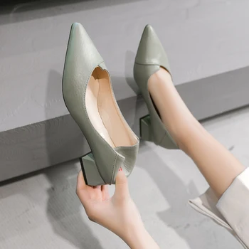 

Shoes Woman Flats Pointed Toe Shallow Mouth Women's Heels Oxfords Modis Casual Female Sneakers Dress On Heels New Leather 2020