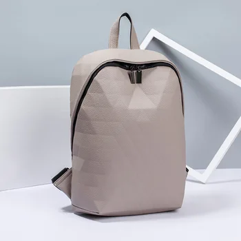 

2020 New New Neutral Solid Color PU Leather Fashion Backpack Casual Multi-function Computer Backpack Outdoor Travel Student Bag