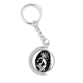 

Abstract Ancient Egypt Pharaoh Silhouette Rotatable Key Chain Ring Keyholder