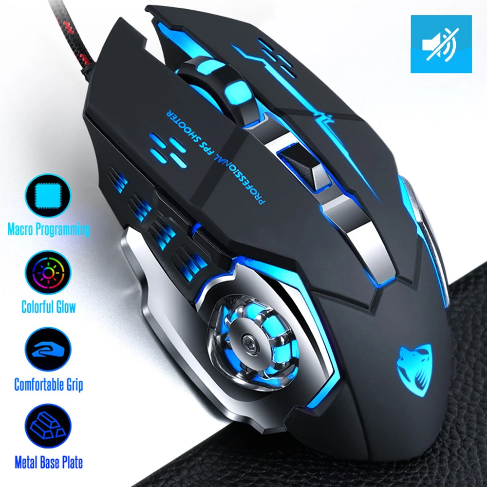 USB кабель игровая мышь 8D 3200 dpi регулируемые проволочные оптические светодиодный подсветка компьютерные мыши Программирование Тихая Кнопка для ноутбука