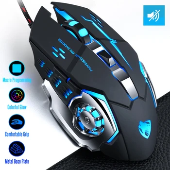 

Professional Gaming Mouse 8D 3200DPI Adjustable Wired Optical LED Backlight Computer Mice Programming Silent Button For Laptop