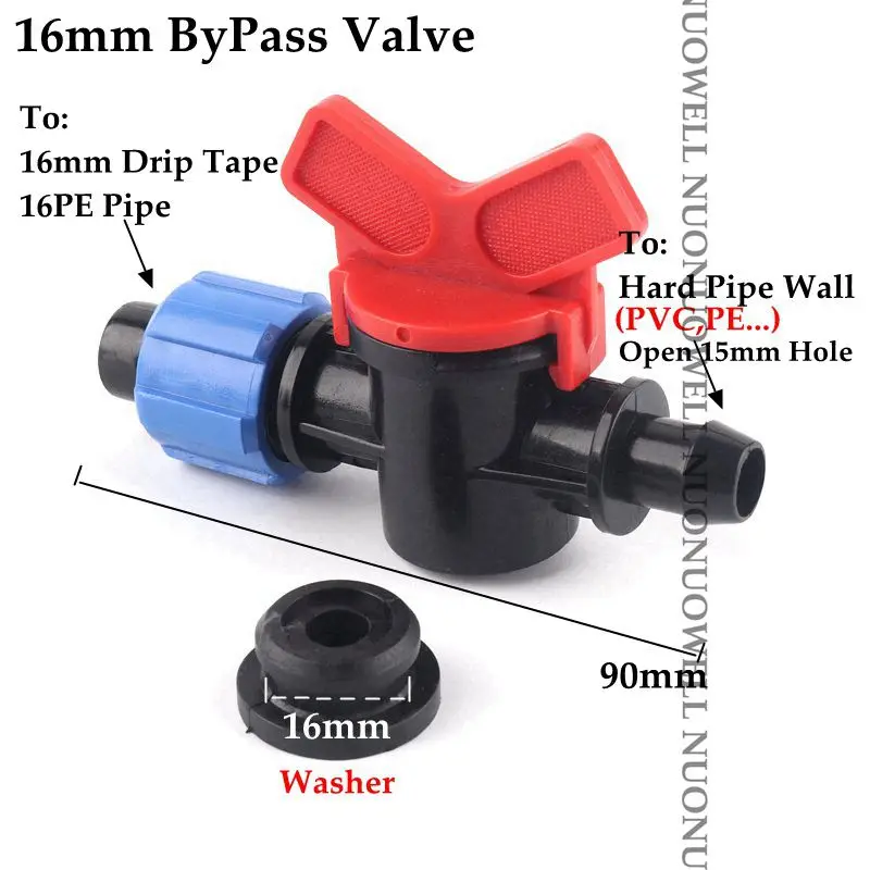 16mm Bypass Valve 2 шт. 16 мм капельного орошения шланга соединители капельного шланга фитинги гайка трубы соединения микро Оросительная Система садовая вода разъем - Цвет: 16mm Bypass Valve