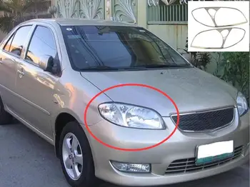 

For Toyota Vios 2003 2005 2006 2007 XP40 ABS Head Light Lamp Cover Trim Frame Protector Sticker Car Styling Accessory