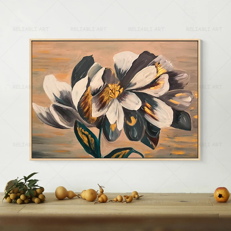 Waliicorners Wall Art Still Life Oil Painting Printed Posters Abstract Golden Flowers Canvas Painting 4 H5a7a5ea2c1f342589ce9420efa7df4112
