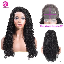 TIANTAI, 4*4, парик на шнурке, глубокая волна, парик из человеческих волос, парик на шнурке для черных женщин, натуральный цвет, 10-28 дюймов, бразильский Реми