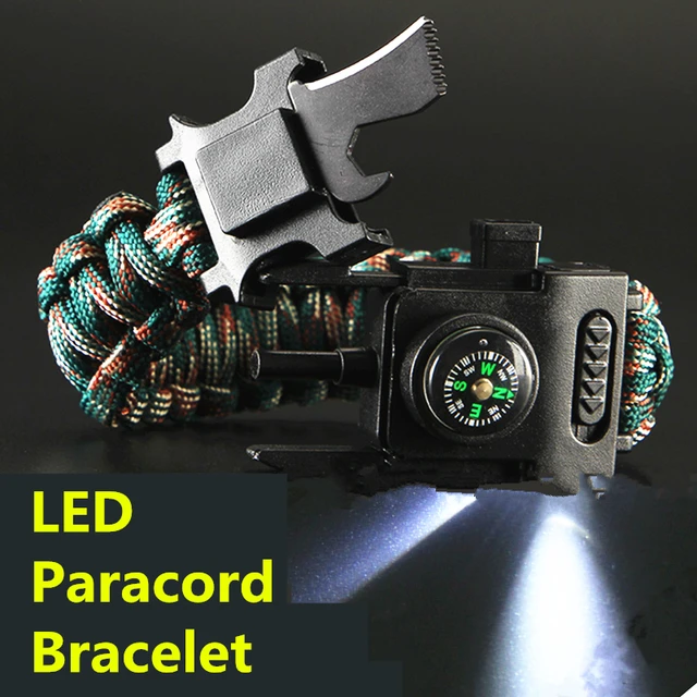 US $3.00 Led Lights Paracord 550 4mm Rope Bracelet Multi Used Parachute Cord Camping Hiking Fishing Tour Fir