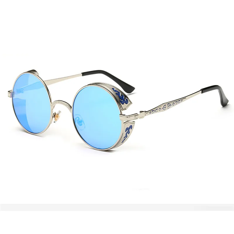 TTLIFE Готический стимпанк Круглые Солнцезащитные очки для мужчин и женщин сплав очки круглой формы брендовые дизайнерские очки зеркальные Uv400 YJHH0258