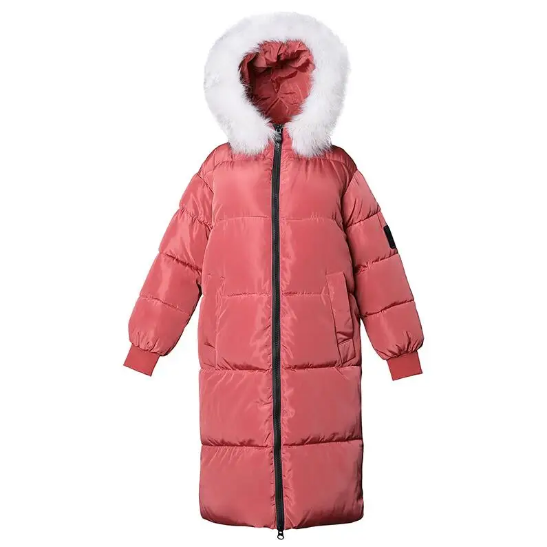 Женское зимнее пальто больших размеров, большой меховой пуховик, женские пальто больших размеров 5XL 6XL 7XL, теплые зимние куртки с капюшоном, женские длинные парки - Цвет: light red 2