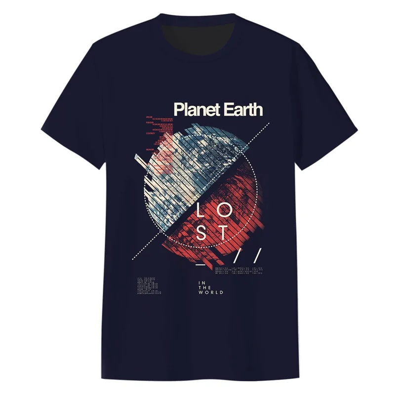 

3D Mens T Shirts Planet Earth Men Clothes Spring Summer Fashion T Shirts O-neck Polyester Tees Tops Male Casual T shirts
