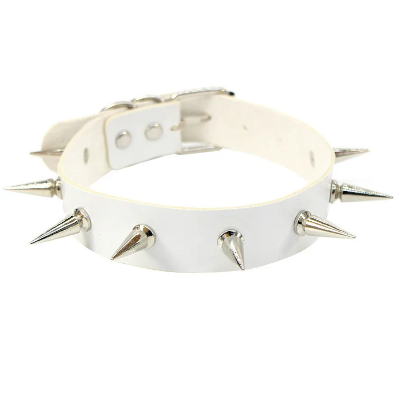 2024 Neue Punk Spike Halsband Halskette aus Leder mit Nieten und Anhänger Gothic Schmuck 6