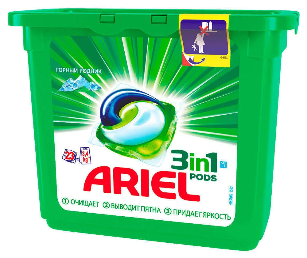 Капсулы для стирки автомат «Горный родник» Ariel Pods, 23 шт