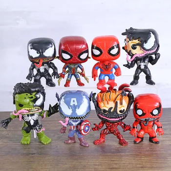 

Marvel Venom X Carnage Spiderman Iron Spider Hulk Captain America Deadpool PVC Figures Collectible Toys Dolls 8pcs/set