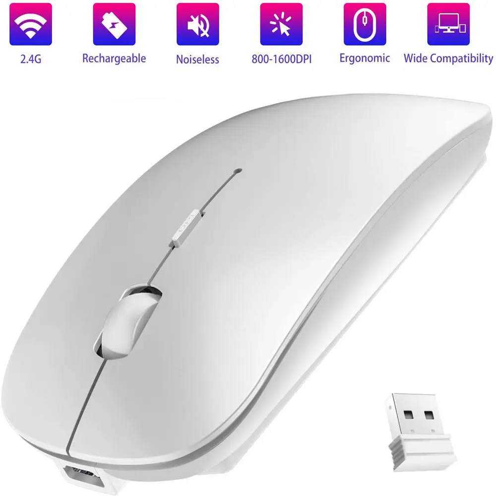 

1600 DPI USB Optical Wireless Computer Mouse For PC Laptop Desktop Super Slim 2.4G Wireless Mouse Silent Click Mute Mause