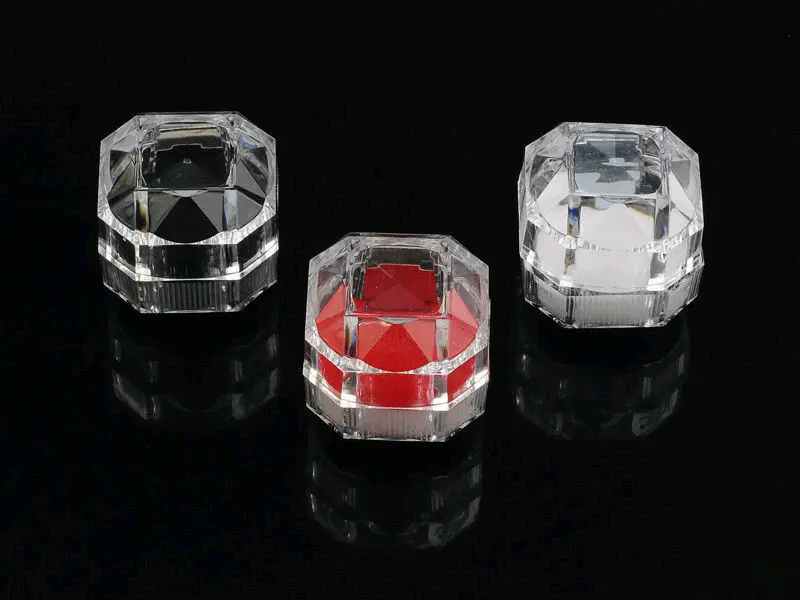 Free Shipping 30pcs/lot Hot Sale Jewelry Package Ring Earring Box Acrylic Transparent Wedding Packaging Jewelry Box