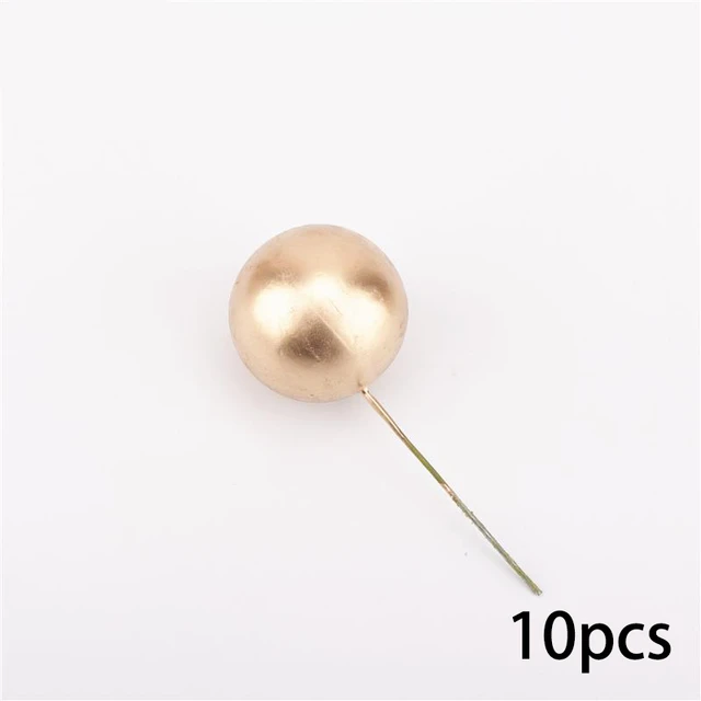 10pcs Ball Cake Toppers Birthday Party Cupcake Topper Christmas Tree Decor Ornament Baby Shower Party Supplies Cake Decoration Gold