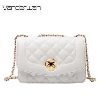 

Fashion Diamond Lattice Pu Leather Shoulder Bags for Women 2020 Purses and Handbags Luxury Designer Chains Elegant Shoulder Bag