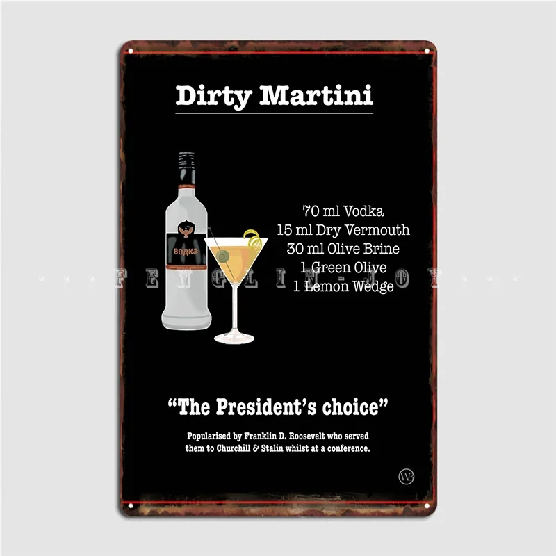 

Металлический знак для приготовления коктейлей грязного мартини, таблички для паба, гостиной, дизайнерский оловянный плакат