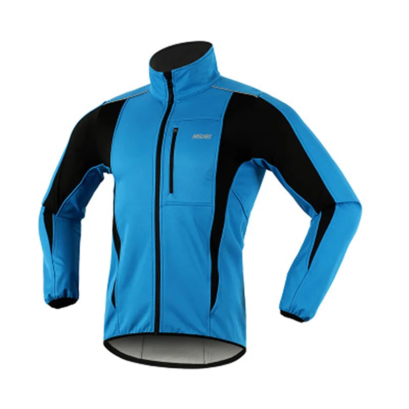 ARSUXEO Мужская велосипедная Куртка зимняя теплая велосипедная одежда ветрозащитная мягкая оболочка спортивная куртка MTB велосипедная Джерси - Цвет: Blue