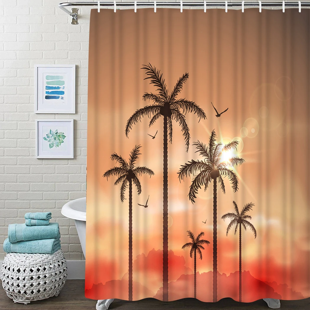 Beach Shower Curtain Tiki Bar Vintage Grunge Shower Curtain Waterproof