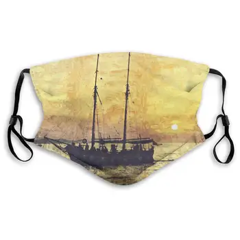 

Sailing Ship Washable Reusable Mask, Anti Dust Half Face Mouth Mask For Kids Teens Men Women With Adjustable Ear Loops