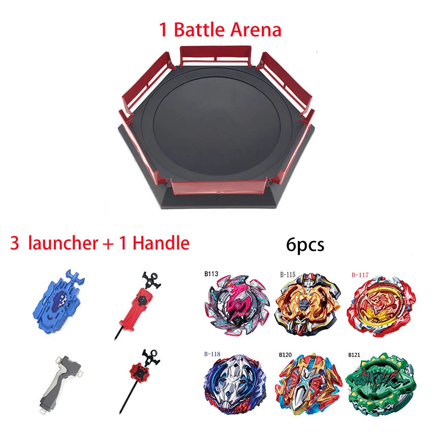 Стиль серийные пусковые устройства Beyblade игрушки Арена Bey Blade Burst Bayblade Bable Drain Fafnir Phoenix Blayblade - Цвет: 6pcs Launcher Arena