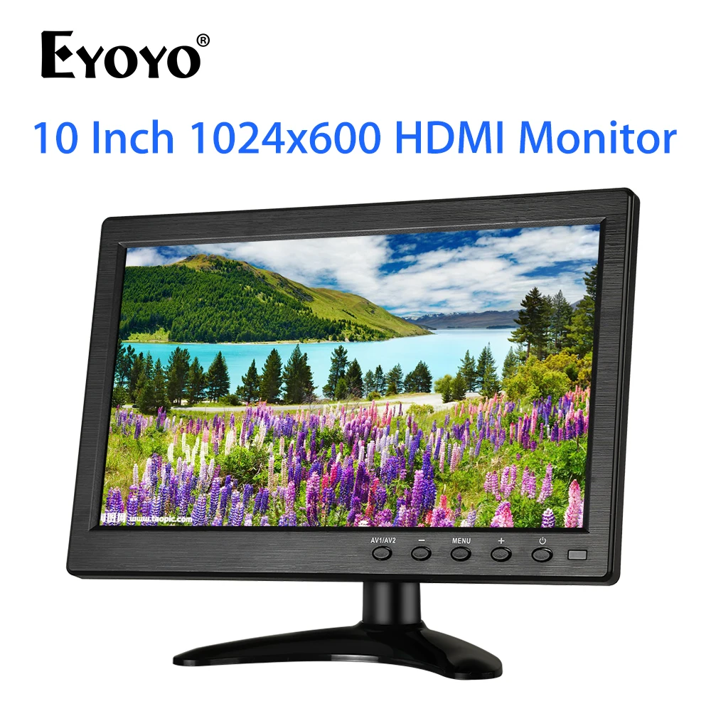 Eyoyo 10 TFT LCD 1024X600 Monitor with BNC AV VGA HDMI for PC DVD CCTV Camera 1
