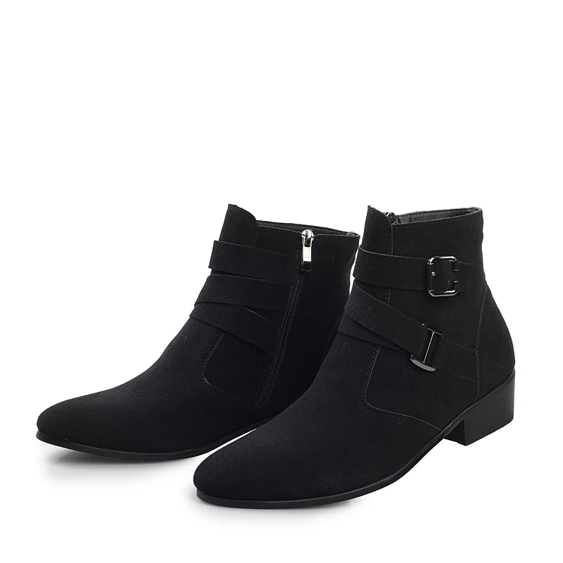 Г., модные зимние черные мужские ботильоны обувь с высоким берцем на шнуровке с круглым носком размеры 39-44