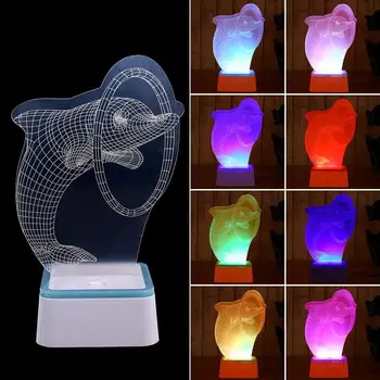

Desk Light Table Lamp Night Light Cute Bright Modern Adorable Dolphin 3D Colorful Christmas Xmas Atmosphere Gifts Decoration