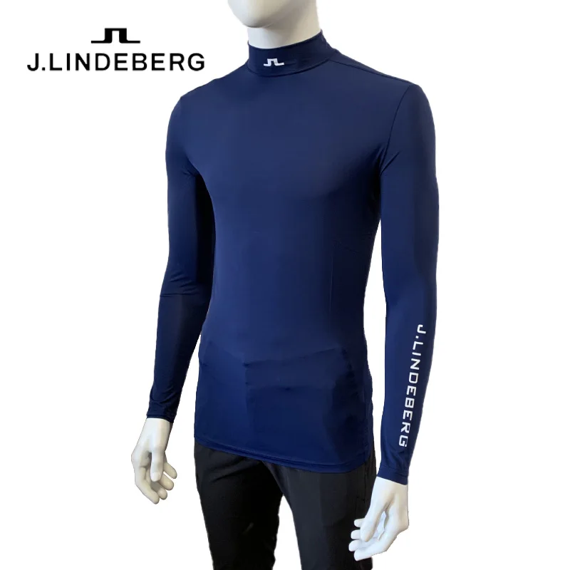 Camisa de manga larga para hombre, medias de golf de secado rápido, con cuello redondo, sensación fresca, verano, 2021