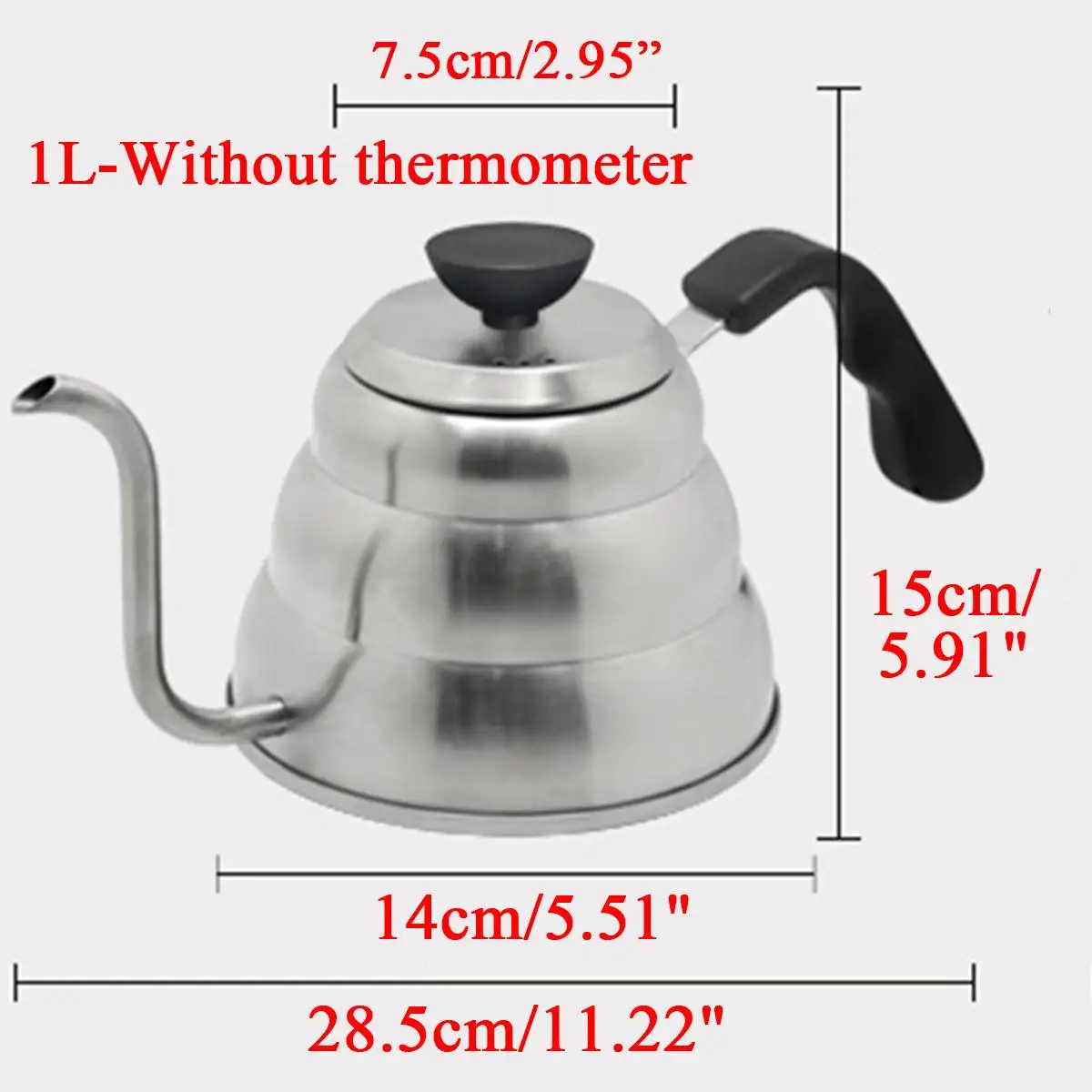 1,2 л кофейник из нержавеющей стали с термометром, чайник с длинным носиком, гусиная шея, капельный чайник, термо-чайник, заварочный чайник