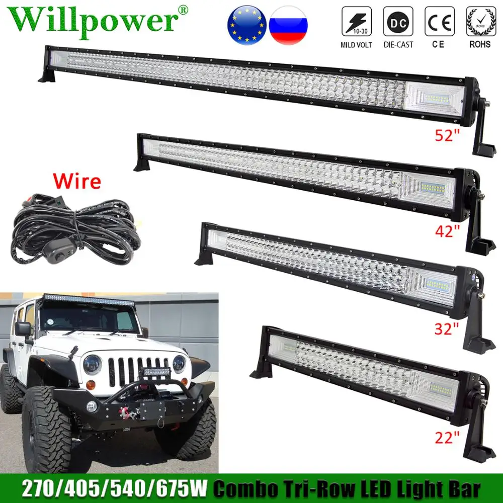 For Jeep 32"Inch Curved LED LIGHT BAR Off-Road Lamp ATV SUV Spot Combo vs 42 52"