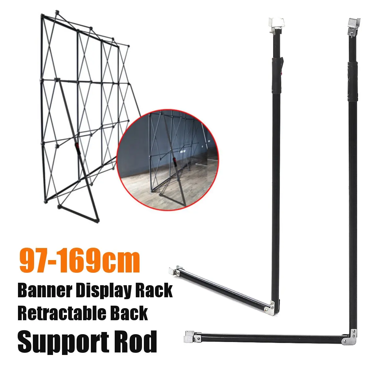 

2PCS Retractable Banner Display Back Poster Support Rod Sign Backdrop Stand Exhibition Background Stand Accessories Trade Show