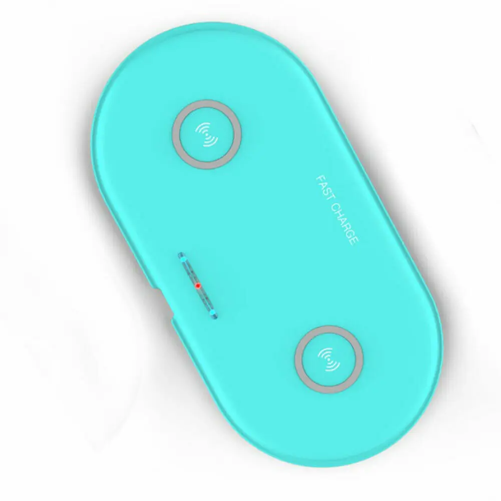 Blue Беспроводной Зарядное устройство для iPhone 11 Pro X XS Max 8 плюс двойной быстро Беспроводной зарядного устройства для samsung S9+ S8+ Примечание 10/9/8 Xiaomi mi9 - Цвет: Blue