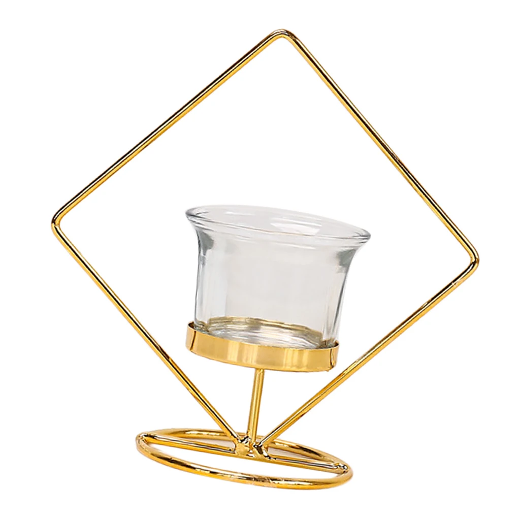 Iron Art Golden Candle Holder Wrought Hollow Candlestick Iron Lantern for Party Home Table Decoration