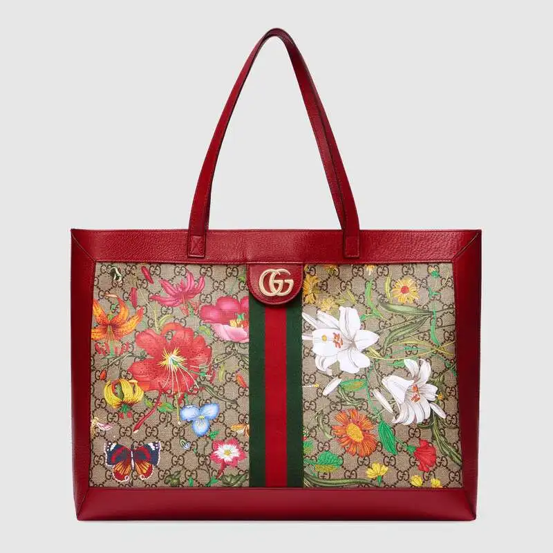 Gucci Ophidia GG Flora, Средняя сумка-тоут, 547947 HWHAC 8722, женская сумка на плечо, женская большая сумка-тоут, женские сумки, Большой Багажник
