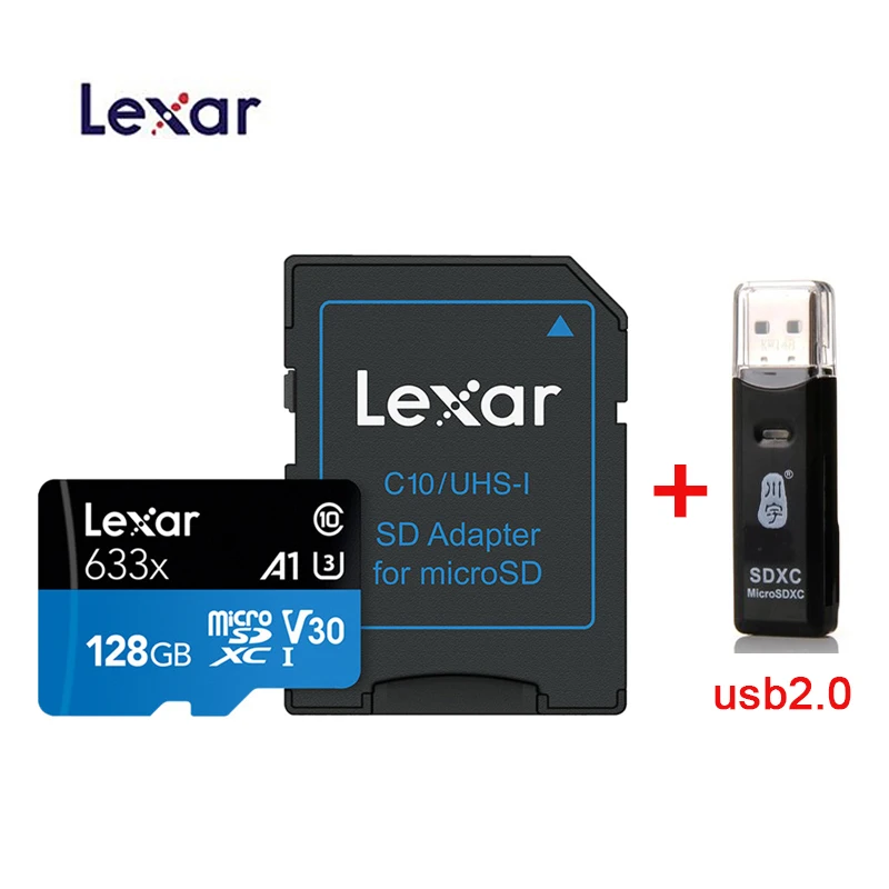 Lexar tf-карта 633x 667x Micro SD карта 64 Гб 128 ГБ 256 ГБ 512 Гб карта памяти Uhs 1 A1 C10 U1 V10 Дрон Gopro Dji Спортивная камера - Емкость: 633X 128GB -C296