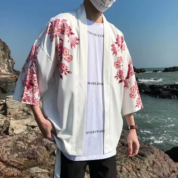 

Autumn 2019 B Open Stitch Turn-down Collar Coat Casual Print Cardigan Casual Half Sleeves Open Front Cloak Jacket Coat