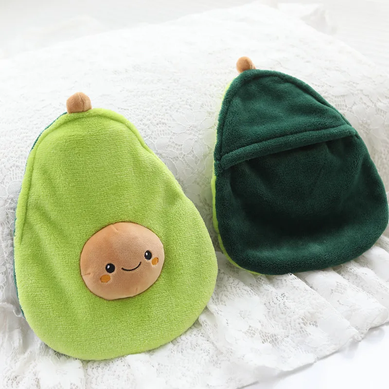 Cute Avocado Rubber Hot Water Bottles Stress Pain Relief Therapy With Knitted Soft Cozy Cover Winter Warm Heat Reusable 1000ml
