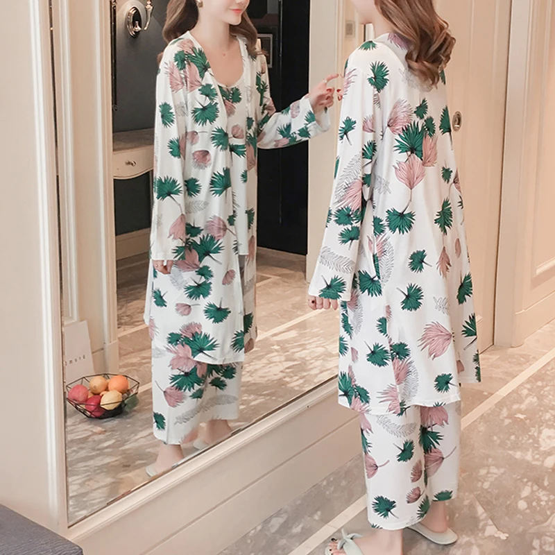 Women pajamas sleepwear 3 pieces Winter pijamas women Furnishing sleepwear Long Sleeves pyjamas women Breathable Homewear