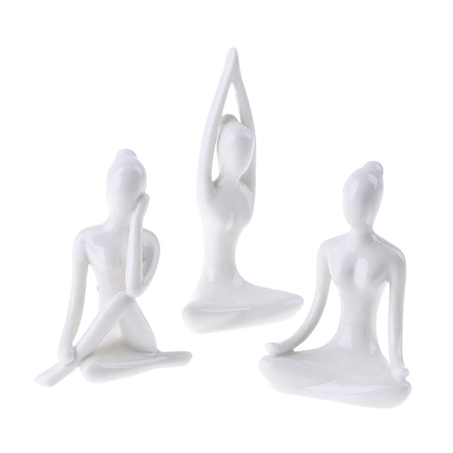 6 Styles Meditation Yoga Pose Statue Figurine Ceramic Yoga Figure