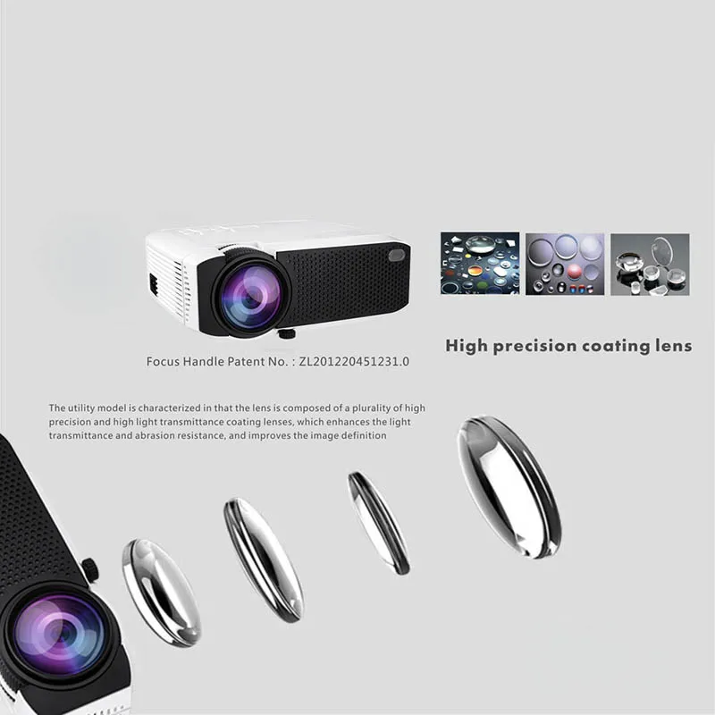 

Projector High Resolution Connect Smart Phone Durable For Home Cinema Theater Office OC-shipping