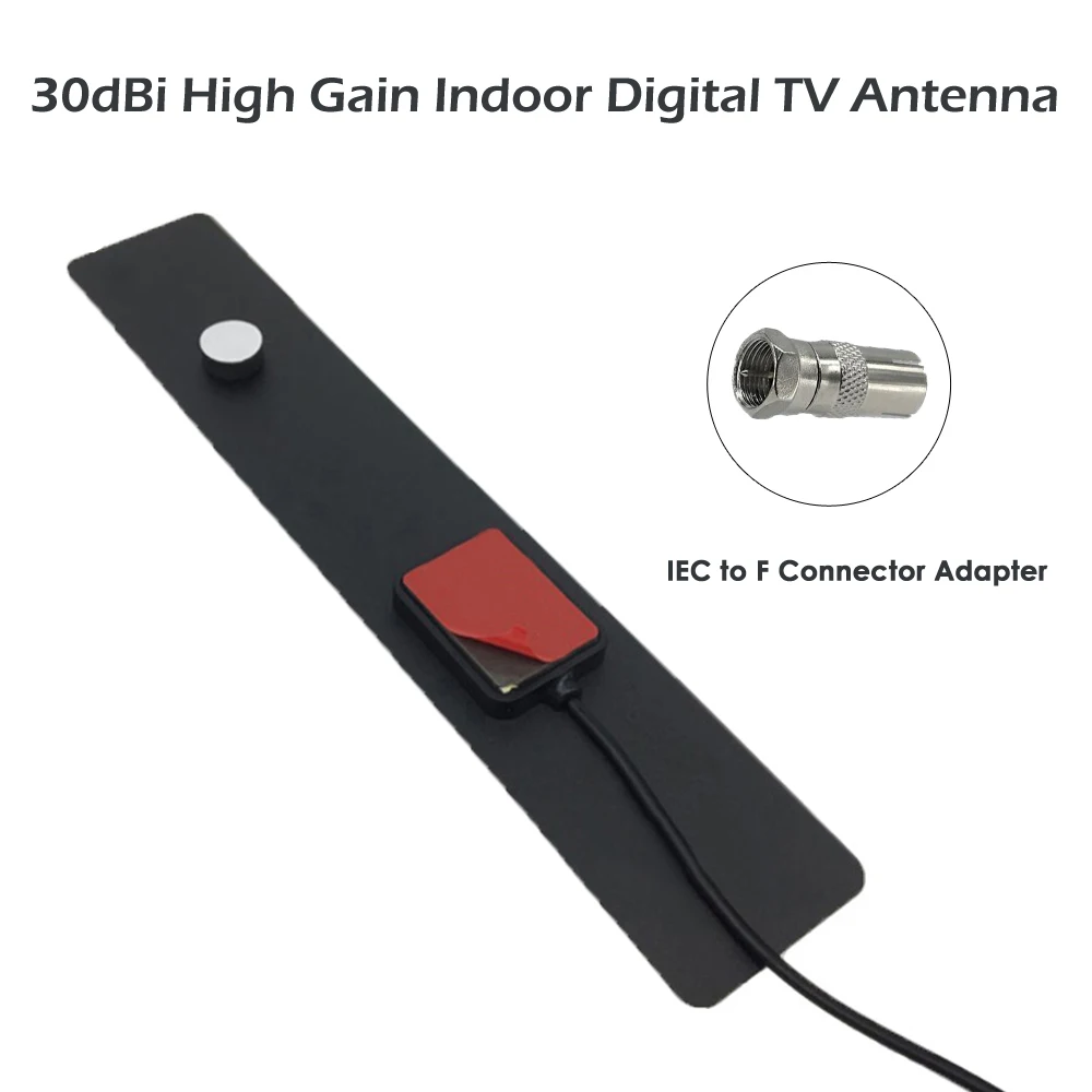 Универсальный крытый HDTV цифровой ТВ антенна 30-50 миль диапазон активная направленная Супер тонкая антенна 30dBi с клейкой наклейкой