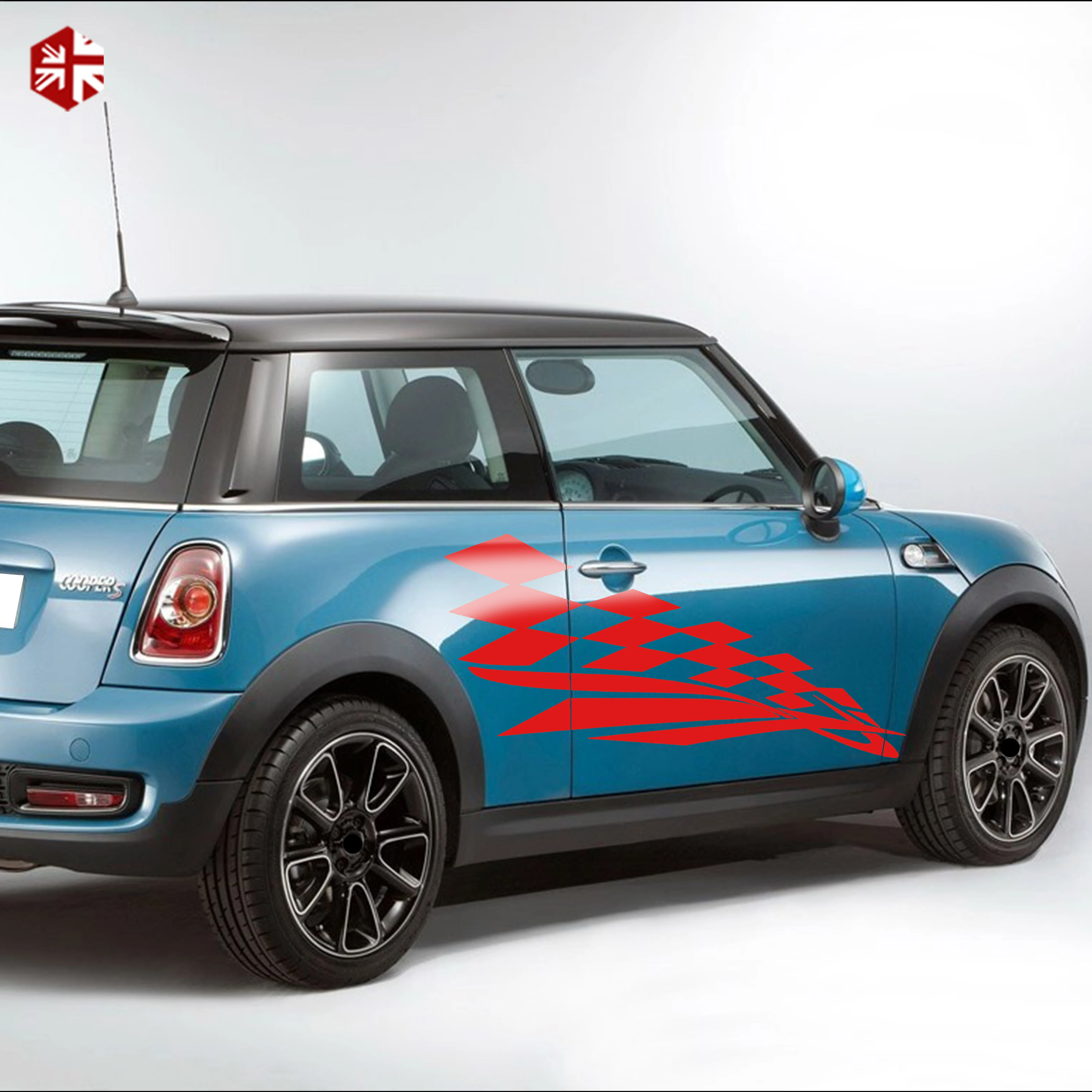 2X клетчатый флаг Стайлинг Автомобильная дверь боковые полосы Корпус Виниловая