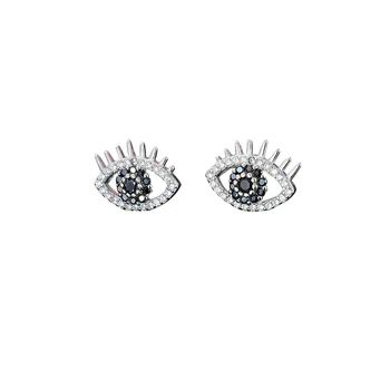 

MIQIAO 925 Sterling Silver Eye Stud Earrings For Women Diamond Black Zircon Unusual Cool Stuff Fashion Jewelry 2020 New