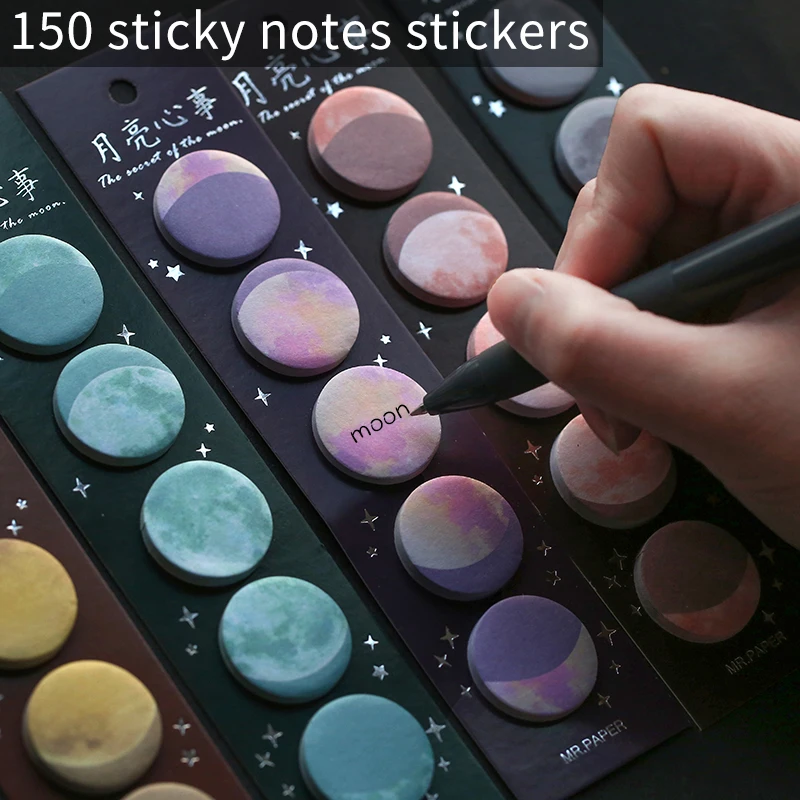 

150 Sheets 1Piece moon Series Sticker Creative Planet Handbook Memo N Times Post Index Memo Sticker Sticky note Stationery Set