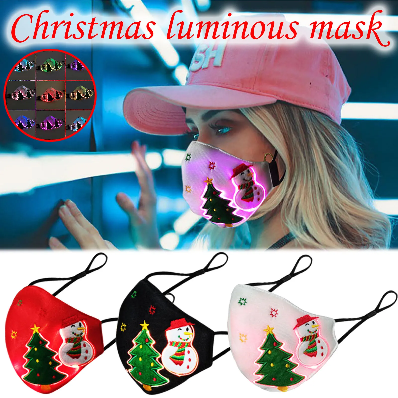 Christmas Glowing Mask Led Light Up Party Club Festival Diy Holiday Masks Mascarilla Navidad Luces#g30 | Дом и сад