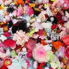 50 г Approx10-60mm случайная искусственная шелковая Цветочная головка кружевной бант Аппликация DIY свадебный венок Швейные аксессуары для одежды B1005